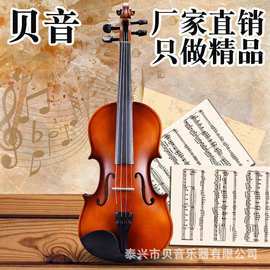 贝音普及小提琴工厂批发手工实木小提琴 哑光彩色小提琴 初学乐器